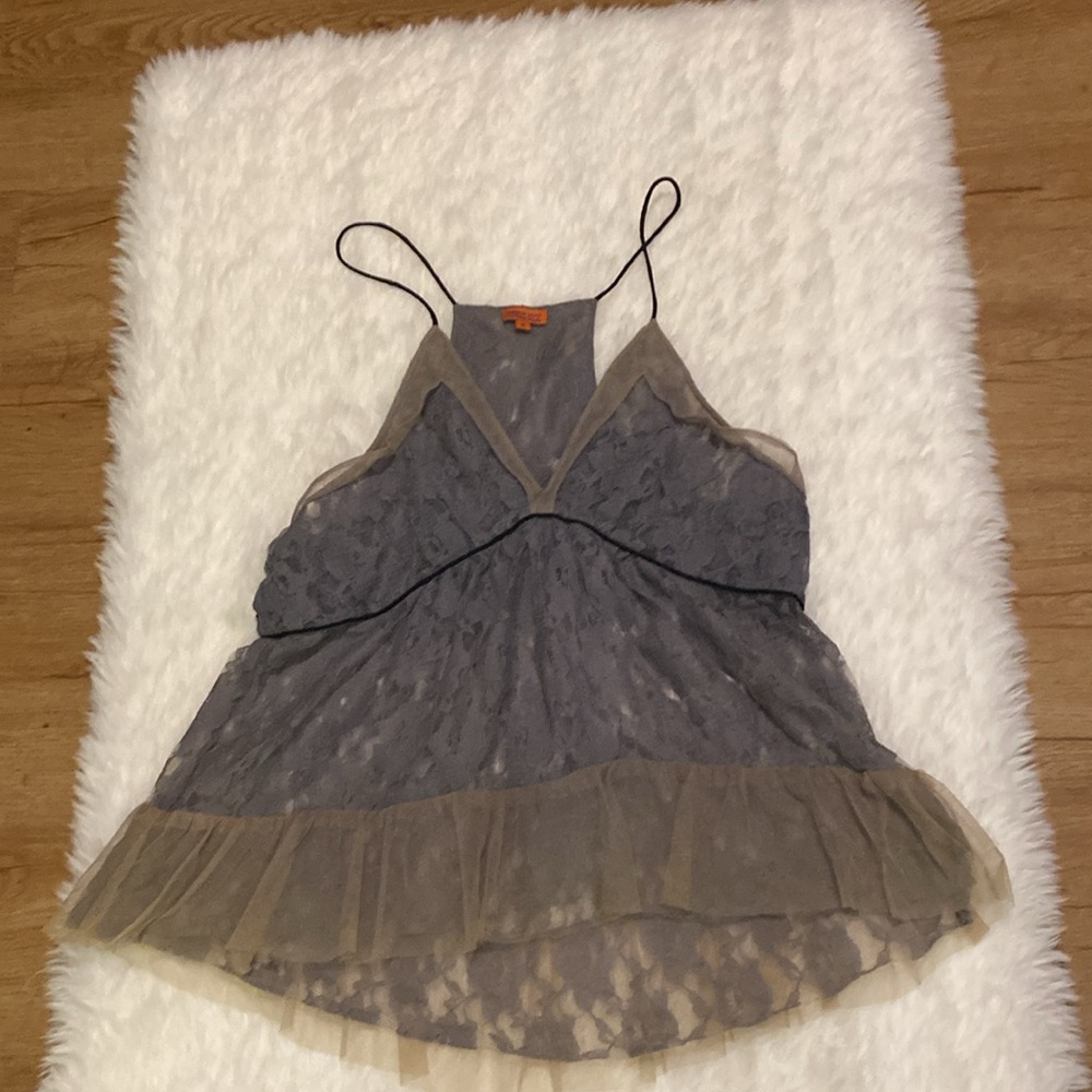 Chan Luu Blue Asymmetrical Ruffled Camisole - Picture 6 of 17